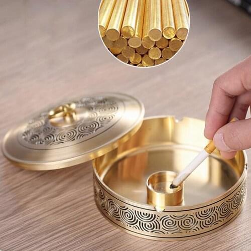 Pure copper ashtray Living room tea table decoration dustproof portable ashtray Home Hotel Office Supplies/Gifts
