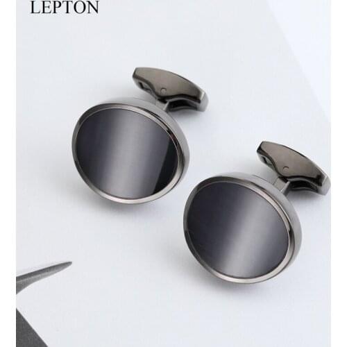 Low-key Luxury Stone Cufflinks for Mens LEPTON Classic Luxurious Tuxedo Formal Shirts Cat Eye Cuff links Of Wedding Business