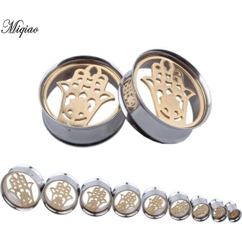 Miqiao 2pcs Creative New Stainless Steel Palm Ear Stud Earrings 8mm-25mm Exquisite Body Piercing Jewelry