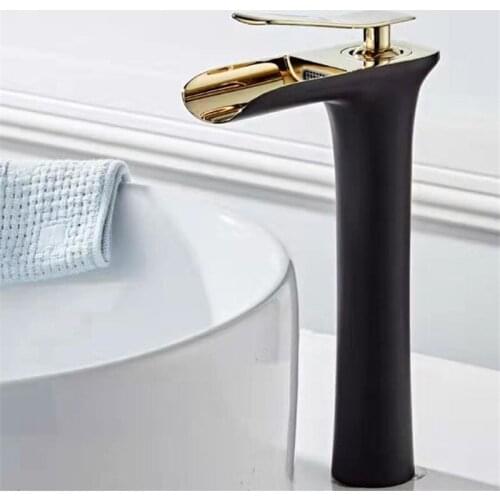 Solid Brass Bathroom Basin Faucet Sink Mixer Hot & Cold Single Handle Deck Mounted Lavatory Crane Water Tap Brushed Gold/Nickel