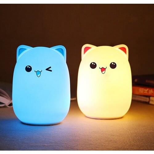 LED Night Light Cute Bear Silicone Touch Sensor USB Night Light Lamp Nightlight with Remote Control for Rooms Adults Kids Gift