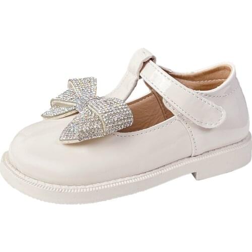 Girls' Princess Shoes Childrens Soft-soled Rhinestone All-match Shoes Performance Leather Single Shoes Sweet Fashion Shoes