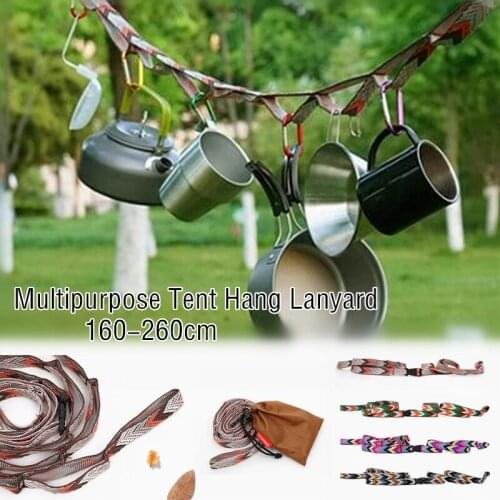 Outdoor Camping Tent Lanyard Daisy Chain Lengthened Binding Rope Strap Clothesline Hook Up for Camping Accessories