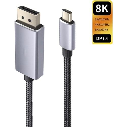 8K Thunderbolt 3 USB-C DP 1.4 cable 144Hz Braided USB 3.1 Type C to Displayport 1.4 8K/60Hz 144Hz/4K for macbook pro Samsung S20