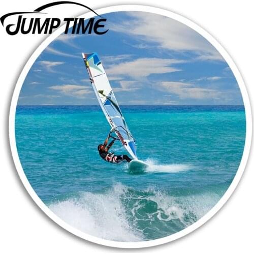 Jump Time for Windsurfer Vinyl Stickers Wave Surf Cool Sticker Luggage Laptop Decal Rear Windshield Waterproof Car Accessories