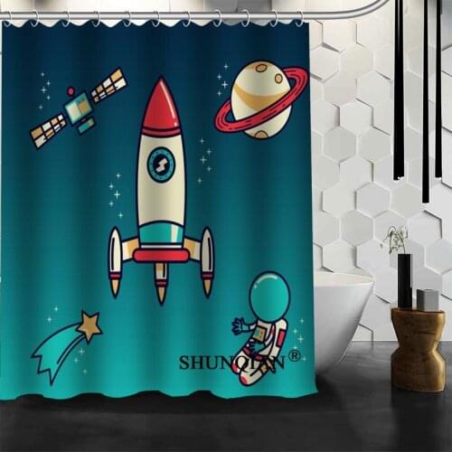 ShunQian Space Universe Shower Curtain Polyester Fabric Bath Screens Curtains For Bathroom 3D Waterproof Bath Curtain Hook