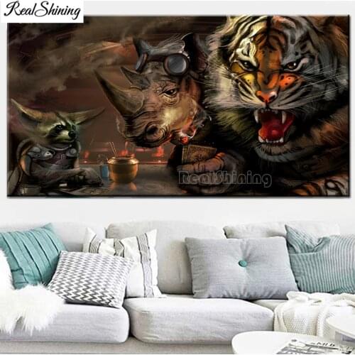 5D Diy Diamond Painting Kits for Adults Raccoon Rhinoceros Tiger Animal Cross Stitch Embroidery Home Decor,Crystal set T280