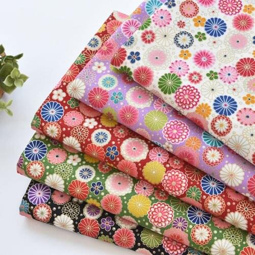 Japan vintage gilding cotton Sakura Marjorie pattern fabric Retro style fabric for DIY Bag 1 order=50cm*110cm