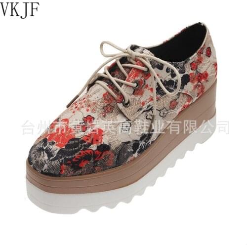 2021 Thick-soled Single Shoes Womens Slope with Platform Shoes Womens Casual Shoes Womens School Shoes Womens Canvas Shoes