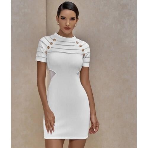 Free Shipping Wholesale Women Stretch Knit Short Sleeve Fashion Casual Celebrity Cocktail Party Bandage Dress