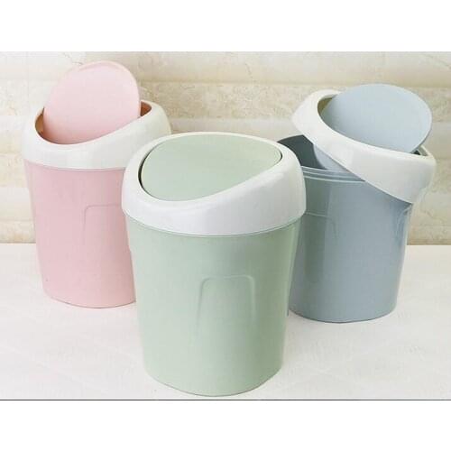 1PC Desktop Waste Bins Trumpet Desktops Mini Creative Covered Kitchen Living Room Trash Can Rolling Cover Type Dustbins LF 255
