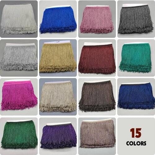 10 Meter Latin Fringe Tassel Shining 15cm Dazzling Lace Trim For Samba Dance Dress Macrame Trimming Curtain Garment Diy Decor