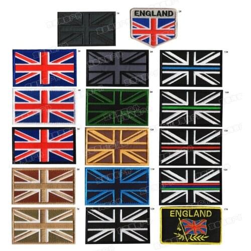 10pcs/lot Embroidery Patches Blue Line England National Flag Clothing Decoration Accessories Diy Self Stick Applique