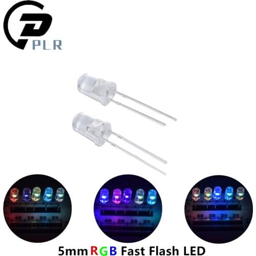 10pcs Transparent 5mm Fast/Slow RGB Flash Red Green Blue Rainbow Multi Color light emitting diode Round LED seven light