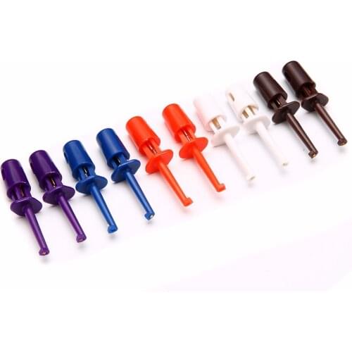 10pcs Multimeter Wire Single Test Hook Clip Probe for Electronic Testing Round Crocodile Clip Hook Test Clip