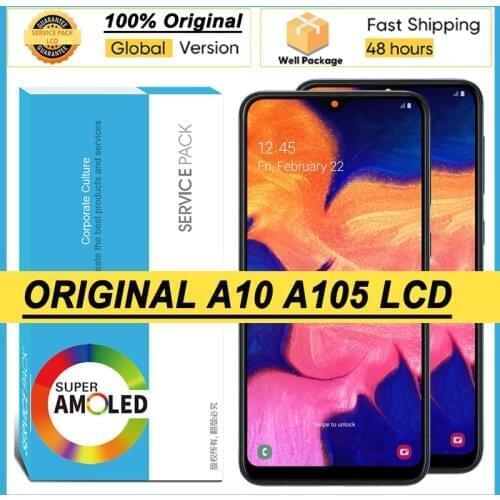 100% Original 6.2'' AMOLED Display for Samsung Galaxy A10 A105 A105F SM-A105F Full LCD Touch Screen Digitizer Repair Parts