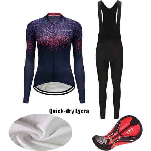 2021 Quick-Dry Lycra Cycling Clothing Fall Women Suit Fashion Road Bike Jersey Set Long Kit Female Bicycle Clothes MTB Uniform