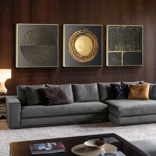 Nordic abstract Golden round Canvas Painting Prints Posters Geometric Pictures for Living Room Morden dinning room Home Decor