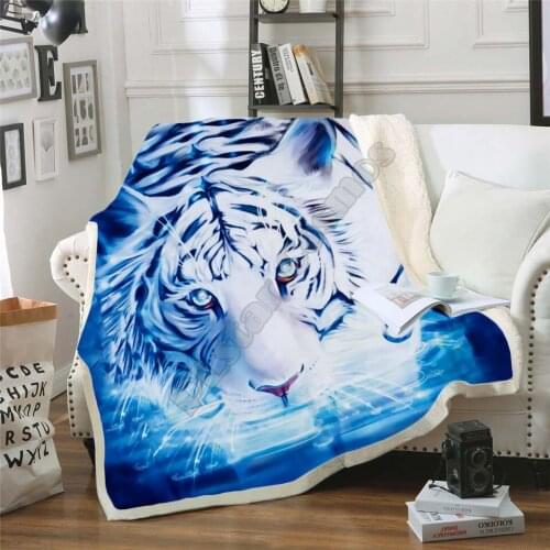 White Tiger Blanket 3D full printed Wearable Blanket Adults For Kids Warm Sherpa Blanket Drop Shipping