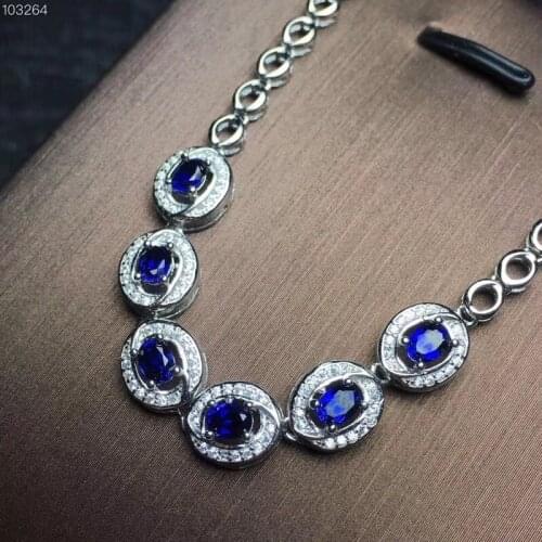 Natural Sri Lankan Sapphire Bracelet, Hot Sale, Beautiful Color, 925 Sterling Silver, Adjustable Size