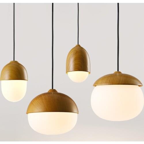 [DBF]Nordic Nut Model Creative Restaurant Pendant Light E27 Iron Glass Lampshade Bar Bedroom Cafe Hotel Hanging Light Fixture