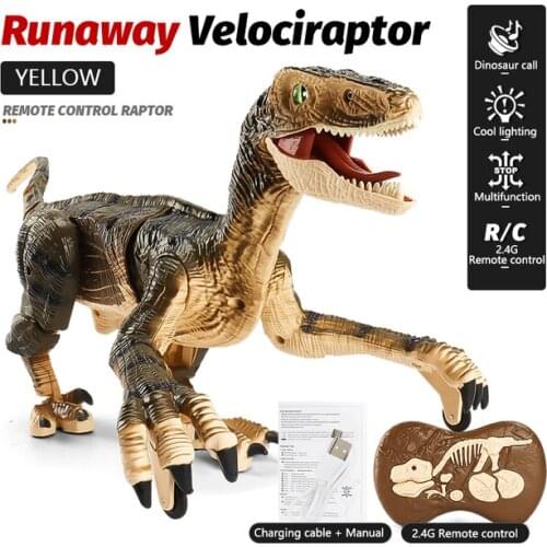 RC Dinosaur 2.4G Raptor Velociraptor Simulation Animal Remote Control Jurassic Dinobot Electric Walking Children Toys For Boy