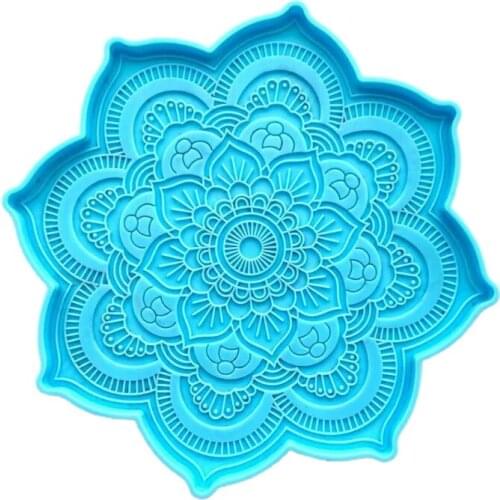 K3ND Mandala Coaster Epoxy Resin Mold DIY Flower Tray Cup Mat Casting Silicone Mould