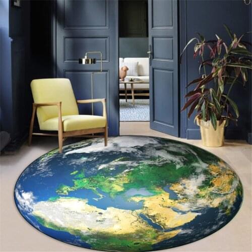 Earth Planet Round Carpet For Kids Room Computer Chair Mat Bedroom Floor Mat For Boys Baby Play Mat Toilet Mat Boy Rug