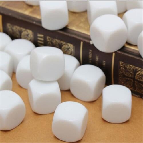 10Pcs/Pack 15MM White Smooth Rounded Corner Blank Dice Opaque Six Sided D6 Dice For Board Games Fun And Teaching Educational Toy