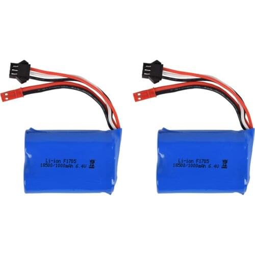 2PCS 18500 6.4V 1000mAh lipo Battery for wltoys A303 A313 A323 A333 1/12 RC Cars spare parts high quality 6.4 v li-ion battery