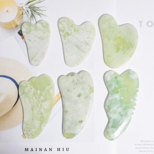 Green Guasha Massage Board Natural Stone Gua Sha Scraper Beauty Tool Health Care Meridian Scraping Plate Lose Weight Massager