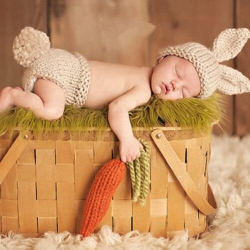 Cute Newborns Baby Photography Props Girls Boys Simulation Carrot Crochet Kids Photo Accessories