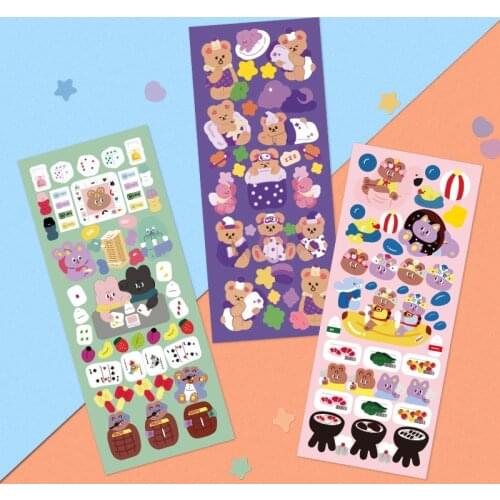 Cartoon The Bears Die Cut Scrapbooking PVC Stickers DIY Stationery Diary Mobile Luggage Adhesive Craft Decoration Supplies