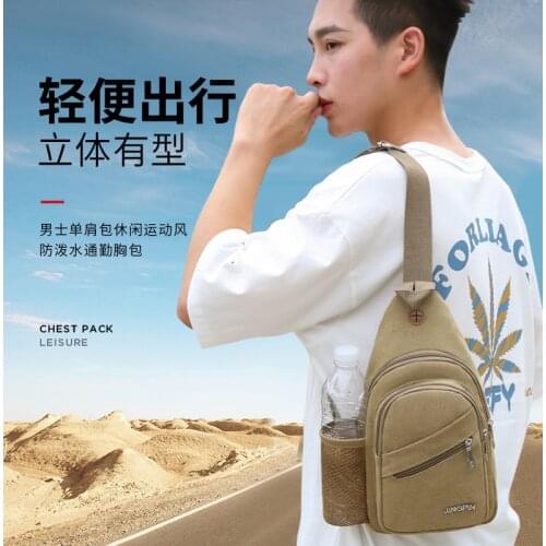 Men Crossbody Chest Bag Designer Canvas Sling One Shoulder Small Backpack Mens Shoulder Leisure Sports Waterproof Commuter Bag