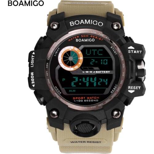 BOAMIGO brand men digital sport military watch UTC DST time auto led boy swim shock waterproof wristwatches Relogios Masculino