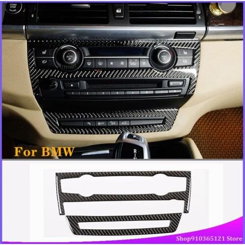 Soft Carbon Fiber Car Air Conditioning Volume Adjustment Frame Trim Stickers For BMW X5 E70 X6 E71 2008-2013