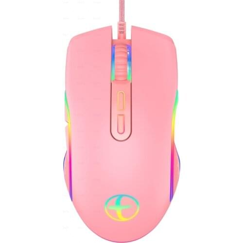 Y4UE Wired Mouse Optical Computer Pink Mouse 7 Buttons 3200DPI Office&Home Ergonomic