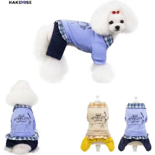 New Winter Dog Clothes Plaid Dog Overalls for Dogs Four Legs Jumpsuit for Yorkshire Terrier Chihuahua Puppy Pet Costume S-XXL