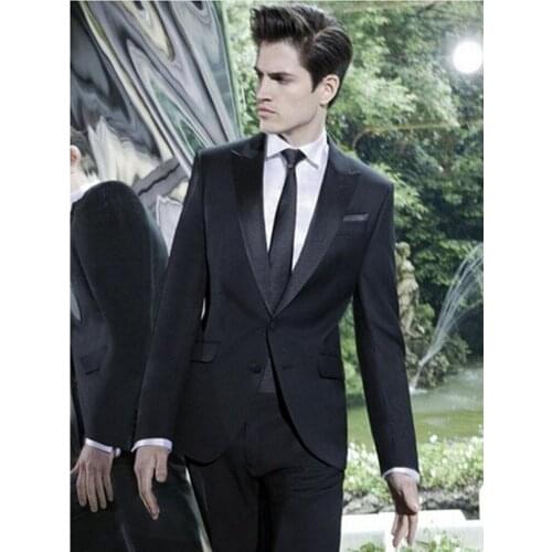 VEIAI New arrival Custom Made Groom Tuxedos Groomsmen Peak Lapel two button Wedding/Dinner Suits Best Man Bridegroom(jacket+Pant