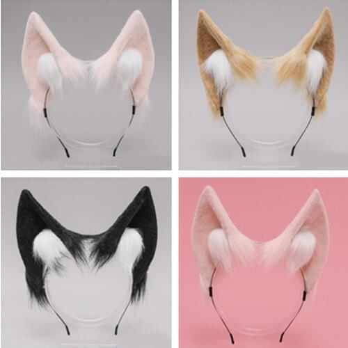 Faux Fur Ears Plush Headbands Hairband Womens Mans Lovely Lolita Hair Accessories for Christmas Party Cosplay Costume