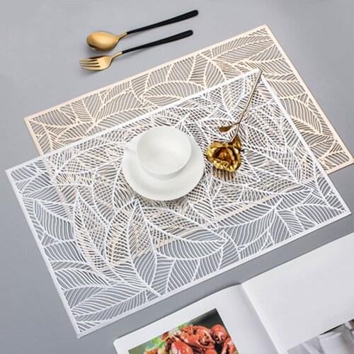 Hollow Leaves Table Mat Pvc Heat-Resistant Insulation Placemat High-End Hotel Restaurant Coffee Shop Kitchen Tablewear Pad Decor