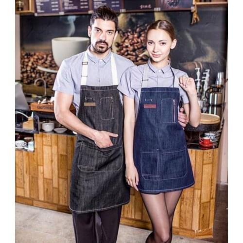 Superior quality sexy Denim fabric Adult baristas Apron Home Kitchen Cooking Baking Chef Apron Bib Chef-restaurant draw dress