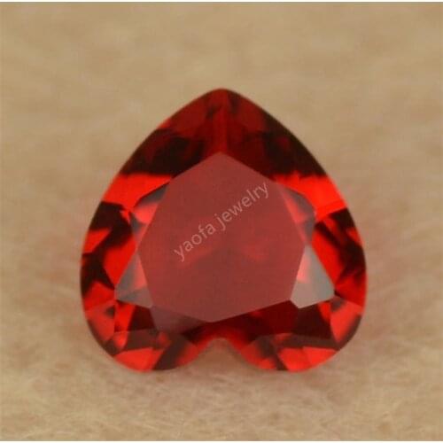 Sale 3x3~15x15mm 5A Heart Shape Cut Dark Red Garnet Color Glass Stone Synthetic Gems Loose Glass Beads For Jewelry Accessory