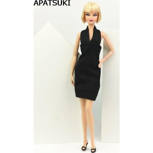 Sexy Black Little Dress For Barbie Doll One Piece Evening Dresses Vestidoes Clothes For Barbie Princess 1/6 BJD Doll Accessories