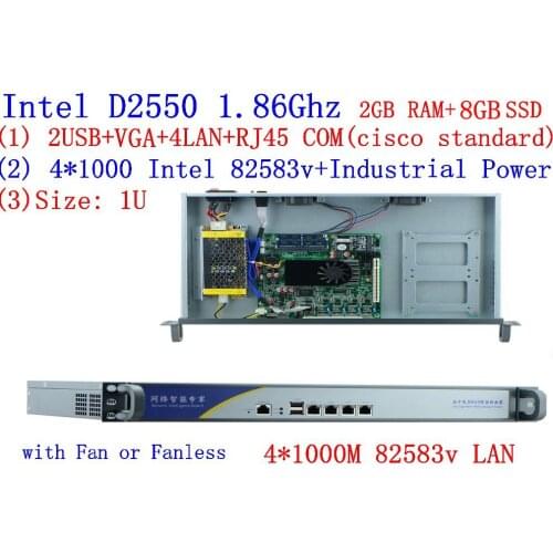 Firewall software network router server with D2550 4 Ethernet support PFS ROS Panabit PFSense monowall WAYOS 2G RAM 8G SSD