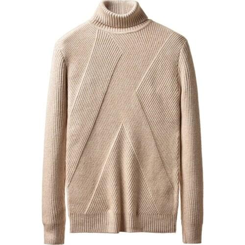 Black Turtleneck Sweaters Men Thick Warm Winter Sweater for Men New Casual Pull Homme Cotton Pullover Men Geometric Pattern Coat