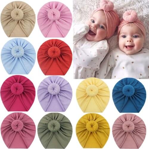 2021 Solid Color Baby Infant Toddler Head Wraps Kids Cap Girls Boy Turban Beanie Hat Newborn Toddler Bonnet Photography Props