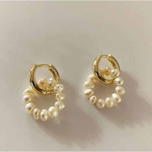 Charms Gold Circle Loop Pearl Drop Earrings for Women Accessories Fashion Removable Pearls Round Dangle Earrings Jewelry Gifts