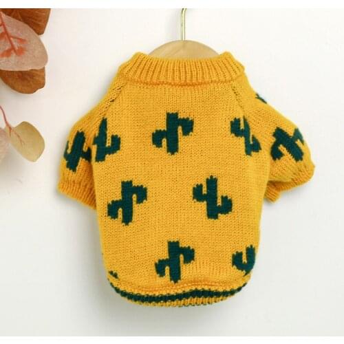 2020 Winter Pet Dog Cat Clothes Sweaters Turmeric Cactus Jacket Soft Thicken Warm Puppy Costume For Small Dog Clothes Products