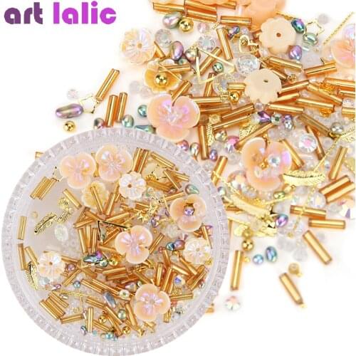 1 Box Nail Art Rhinestones 3D Flower Irregular Charm Crystals Jewelry Decor Design Nails Tips Gel Polish Accessories